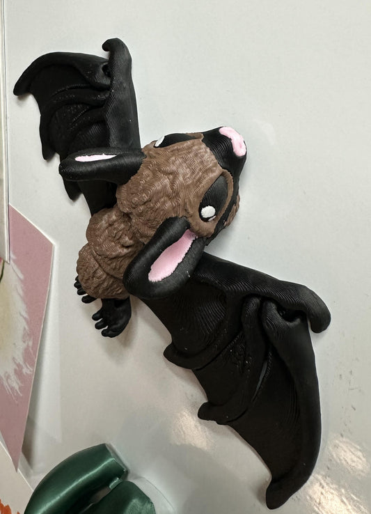 3D Printed Articulating Bat Decorative Figurine Refrigerator Magnet