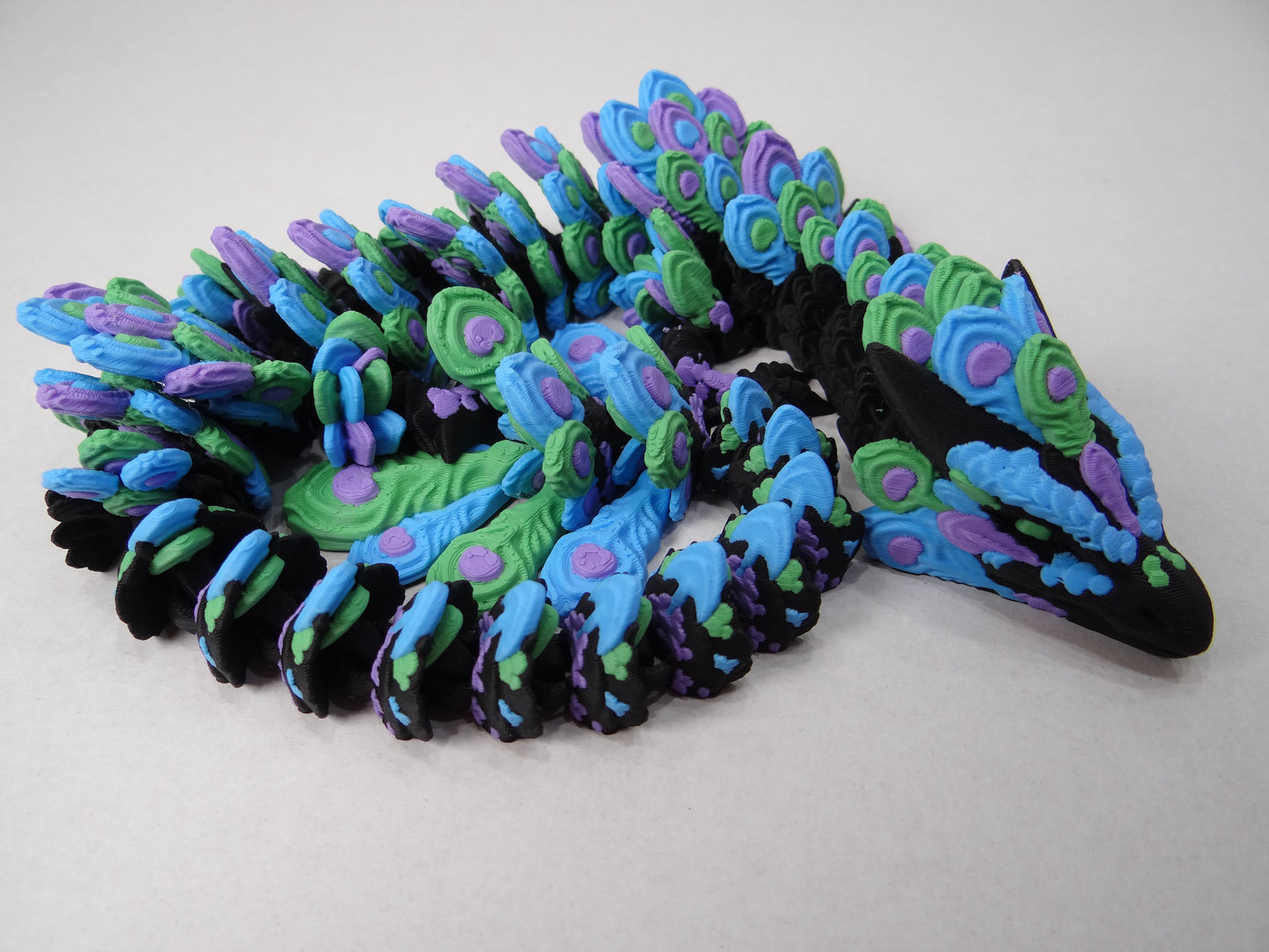 Articulating 3D Printed Peacock Dragon – Fantasy Shelf Decor Collectible