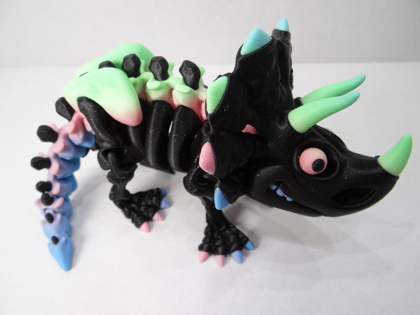 Articulating Skeleton Triceratops – 3D Printed Dinosaur Fossil | Glow, Rainbow, Sparkle Candy Variants | Collectible Dino Gift