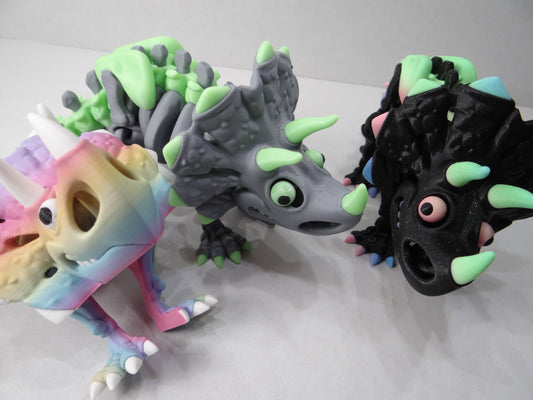 Articulating Skeleton Triceratops – 3D Printed Dinosaur Fossil | Glow, Rainbow, Sparkle Candy Variants | Collectible Dino Gift