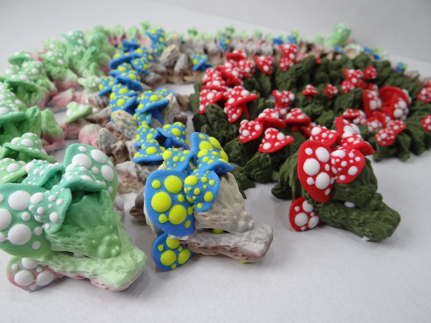 3D Printed Articulating Mushroom Dragon – Poseable Forest Fantasy Figure