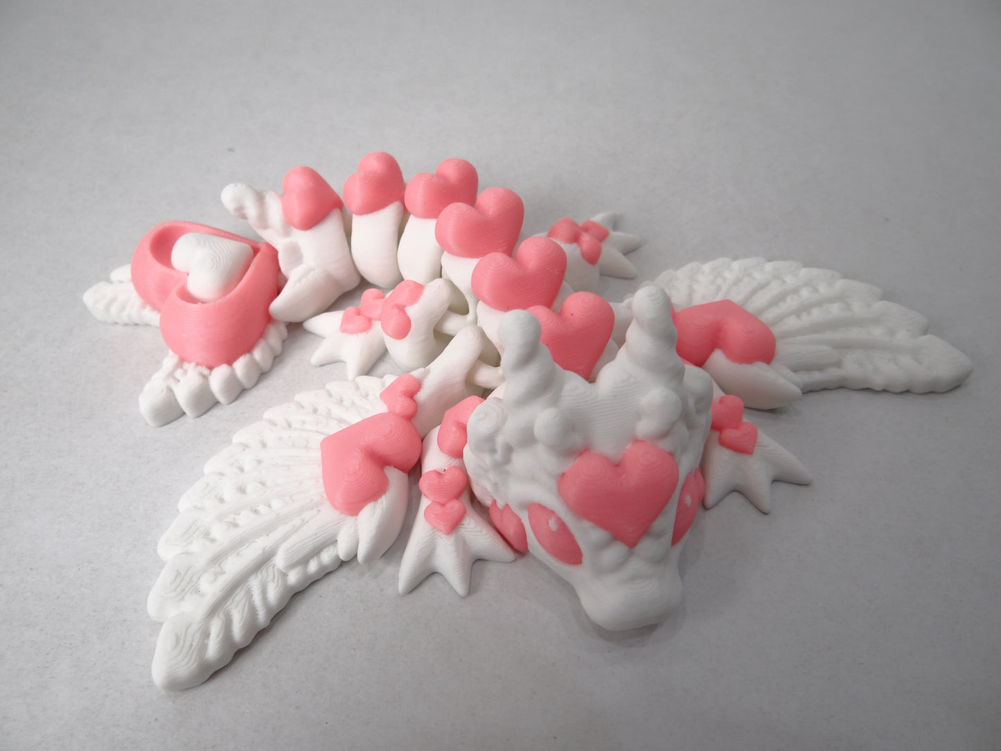3D Printed Articulating Baby Heart Dragon – Poseable 6" Fantasy Figurine | Glow in the Dark Collectible
