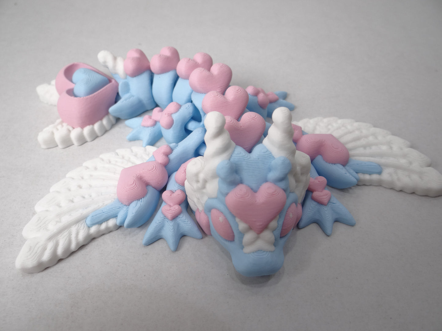3D Printed Articulating Baby Heart Dragon – Poseable 6" Fantasy Figurine | Glow in the Dark Collectible