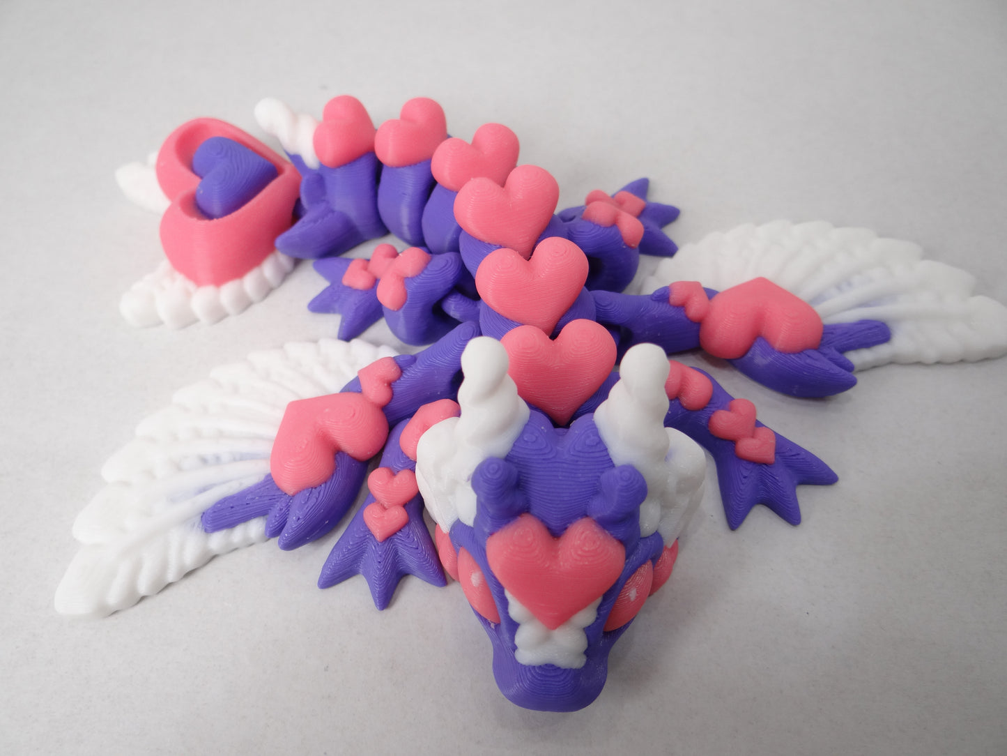 3D Printed Articulating Baby Heart Dragon – Poseable 6" Fantasy Figurine | Glow in the Dark Collectible
