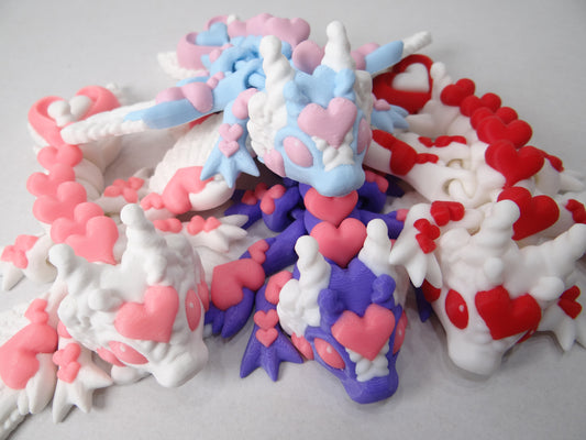3D Printed Articulating Baby Heart Dragon – Poseable 6" Fantasy Figurine | Glow in the Dark Collectible