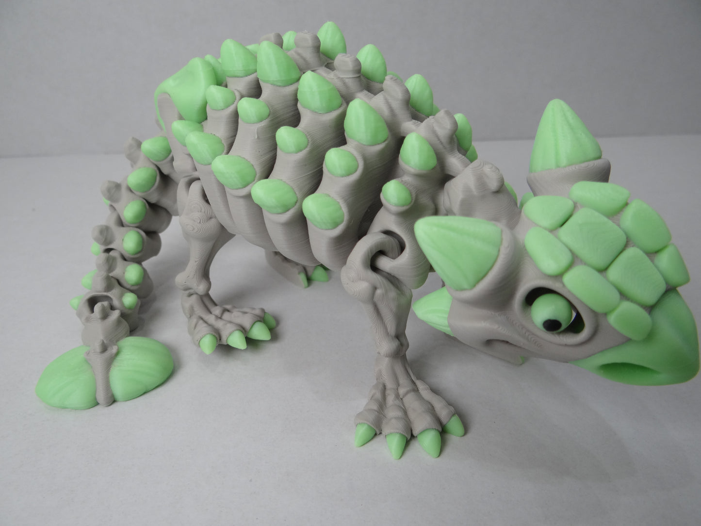 3D Printed Articulated Ankylosaurus Skeleton Dinosaur Figurine Glow Rainbow