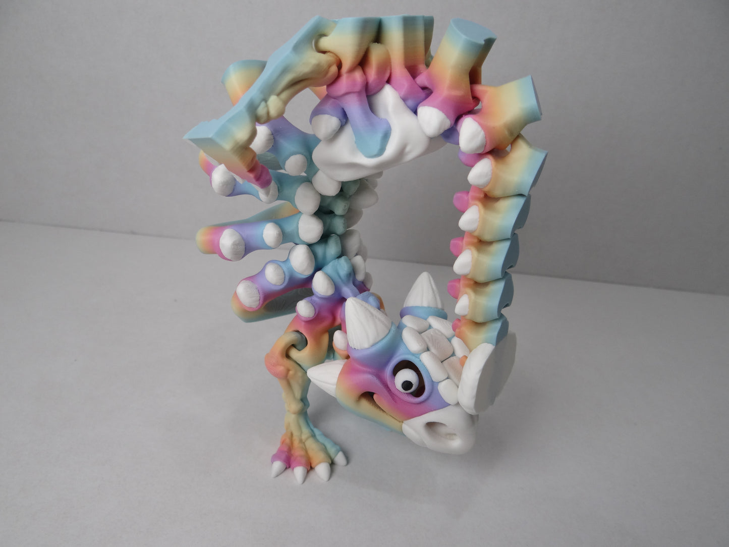 3D Printed Articulated Ankylosaurus Skeleton Dinosaur Figurine Glow Rainbow