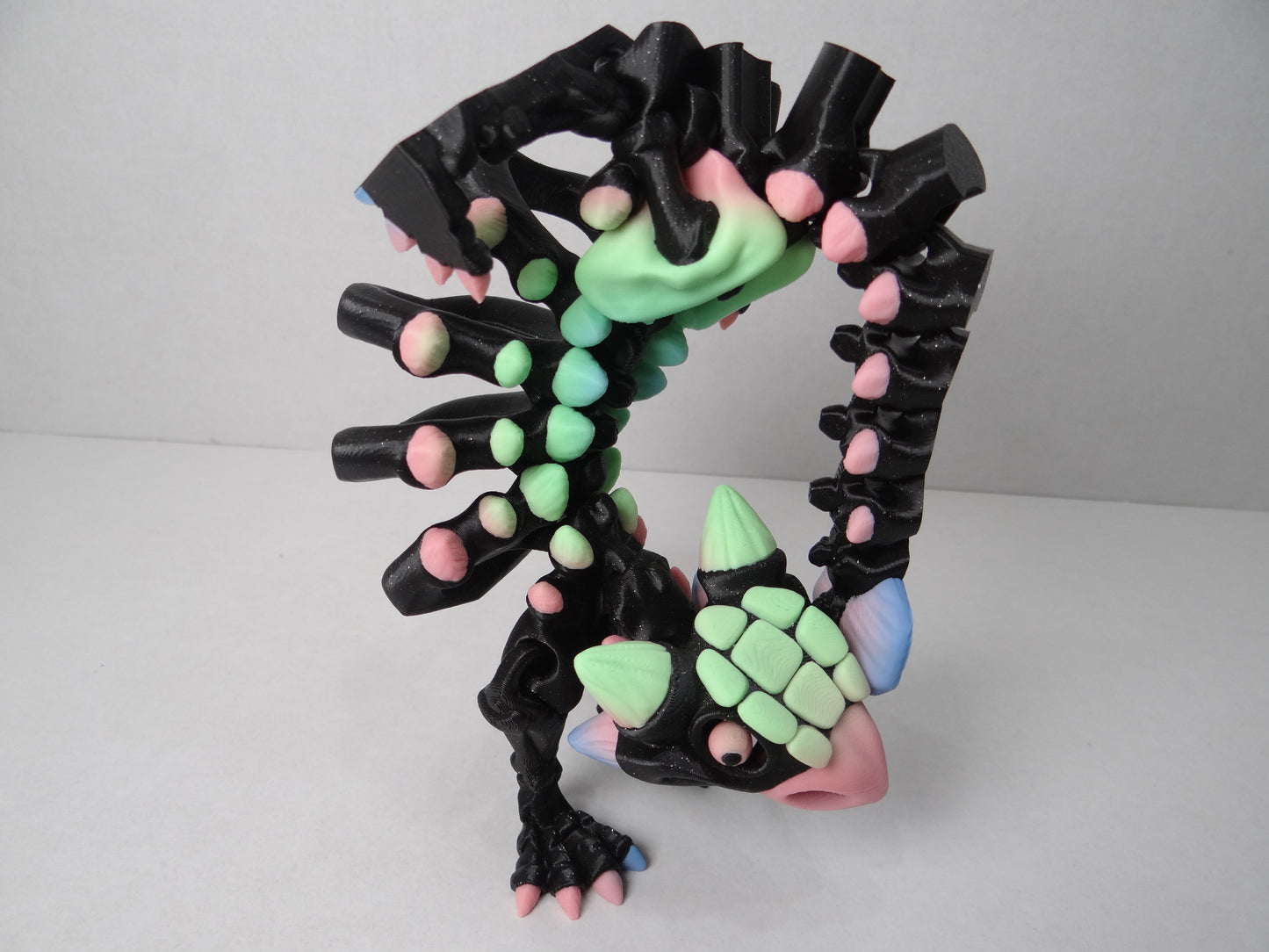 3D Printed Articulated Ankylosaurus Skeleton Dinosaur Figurine Glow Rainbow