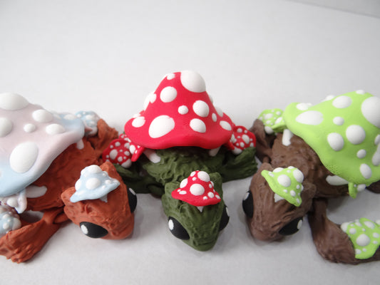3D Printed Magnetic Mushroom Turtle – Articulating Poseable Fantasy Desk Pet