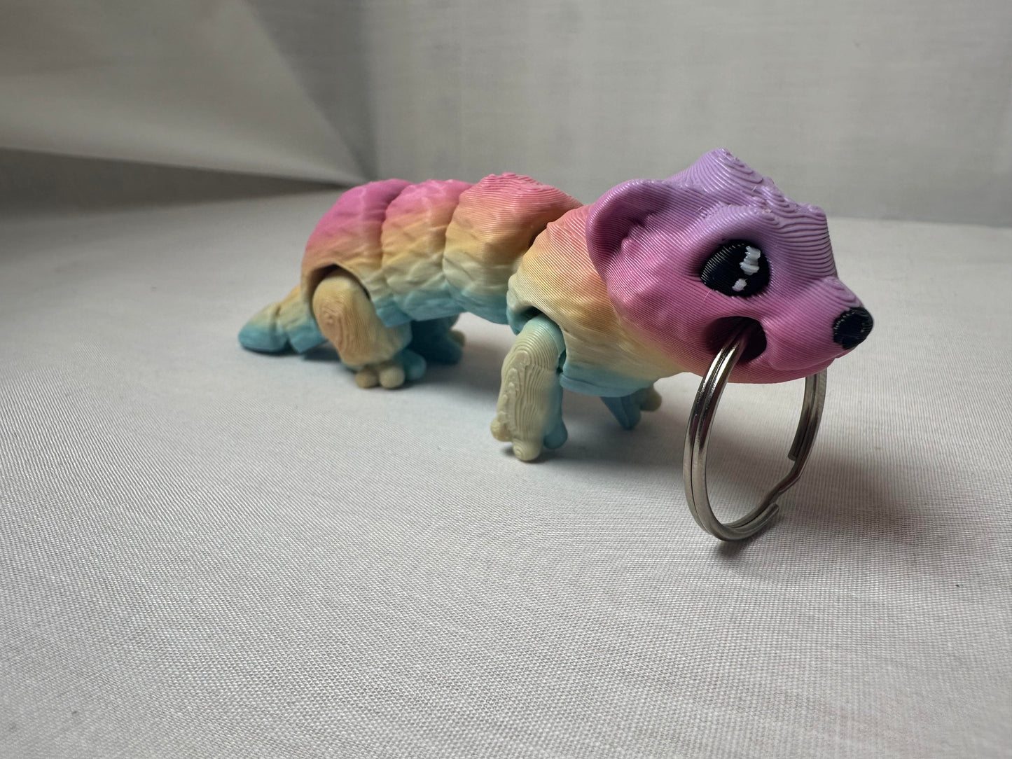 3D Articulated Pastel Rainbow Mini Animal Display Pieces/Keychain 4 pack