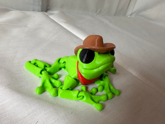 3D Printed Cowboy Frog Display Figurine Fidget