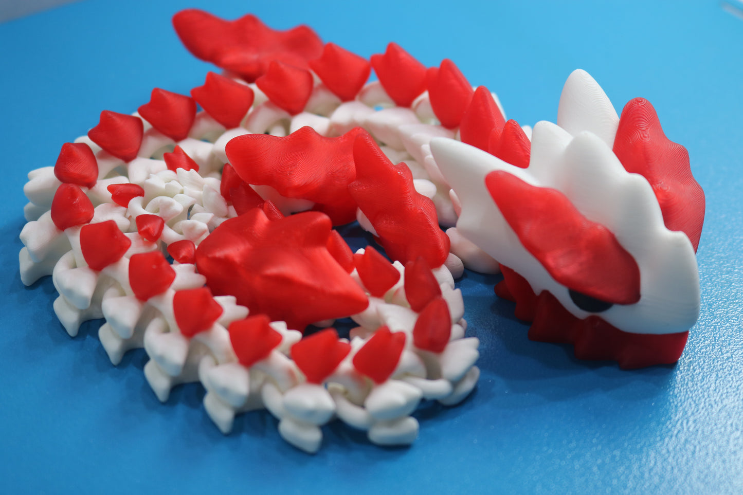 3D Printed Articulating Fire Dragon – 19" Poseable Fantasy Figurine – Glow in the Dark Collectible