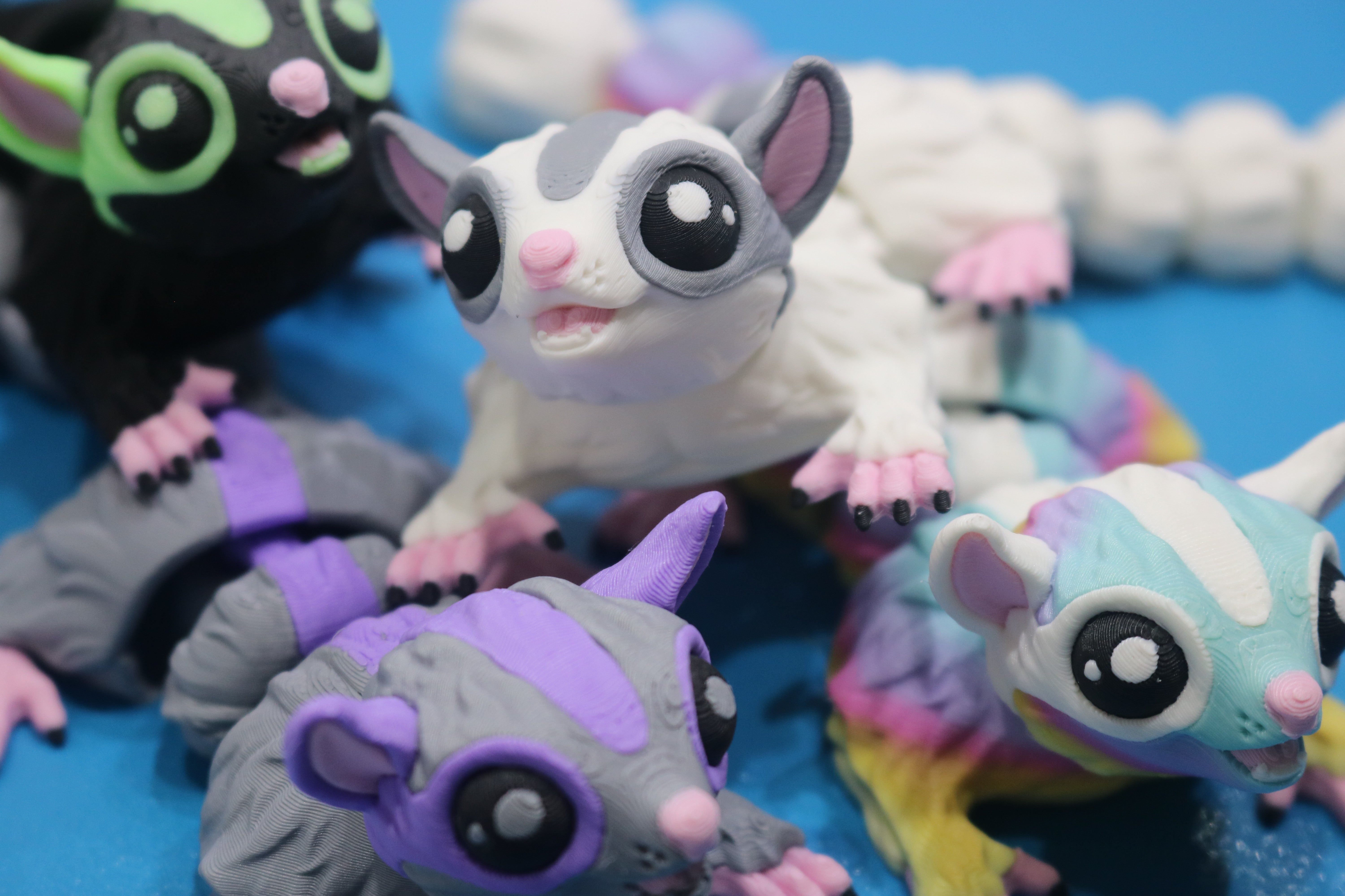 Articulated Sugar Glider Fidget Toy – Poseable White Gliders