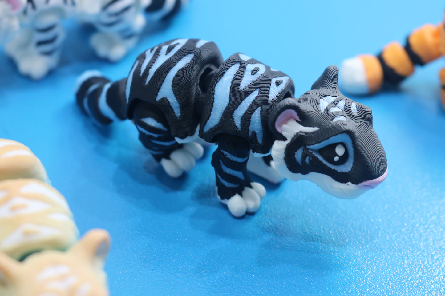 3D Printed Articulating Mini Tiger – Cute Poseable Jungle Animal Gift