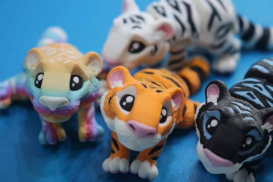 3D Printed Articulating Mini Tiger – Cute Poseable Jungle Animal Gift