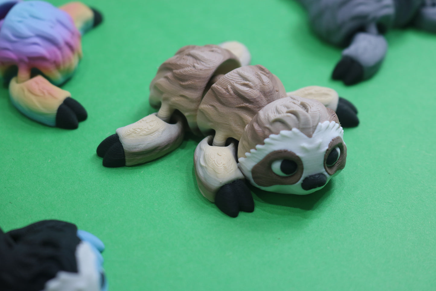 Articulating Magnetic Sloth – 3.25" 3D Printed Poseable Figurine – Glow in the Dark & Rainbow Options