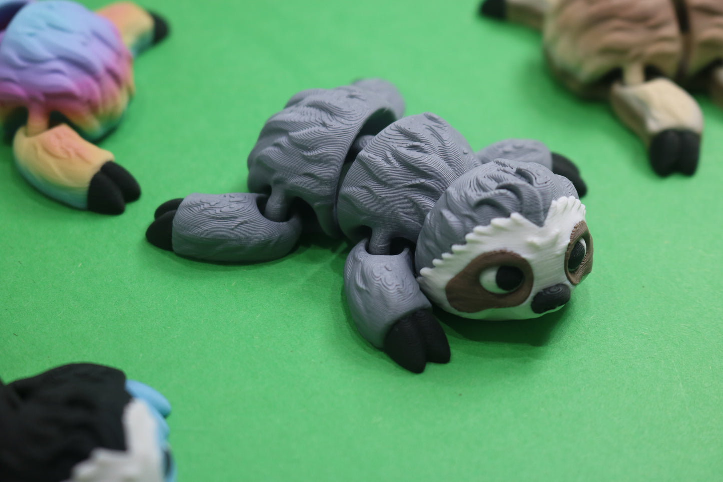 Articulating Magnetic Sloth – 3.25" 3D Printed Poseable Figurine – Glow in the Dark & Rainbow Options