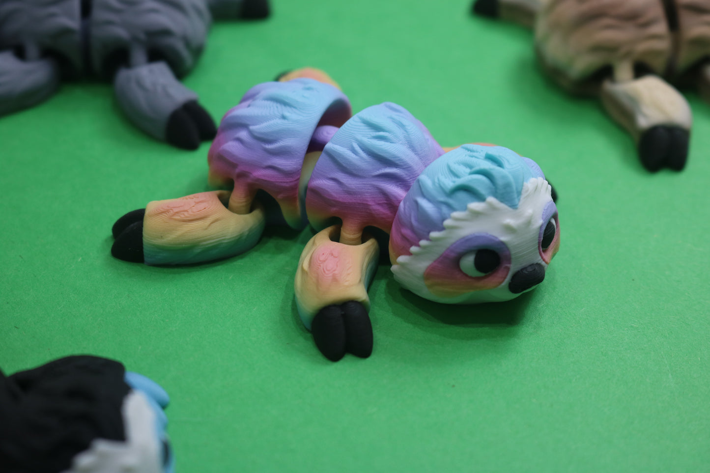Articulating Magnetic Sloth – 3.25" 3D Printed Poseable Figurine – Glow in the Dark & Rainbow Options