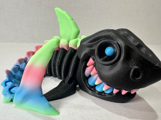 3D Printed Articulated Skeleton Shark Figurine Fidget
