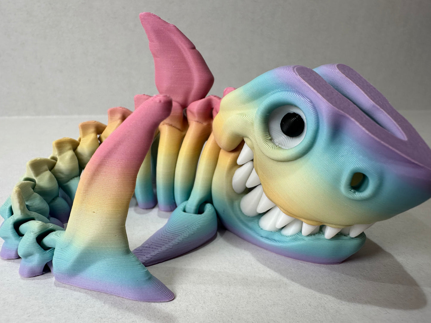 3D Printed Articulated Skeleton Shark Figurine Fidget