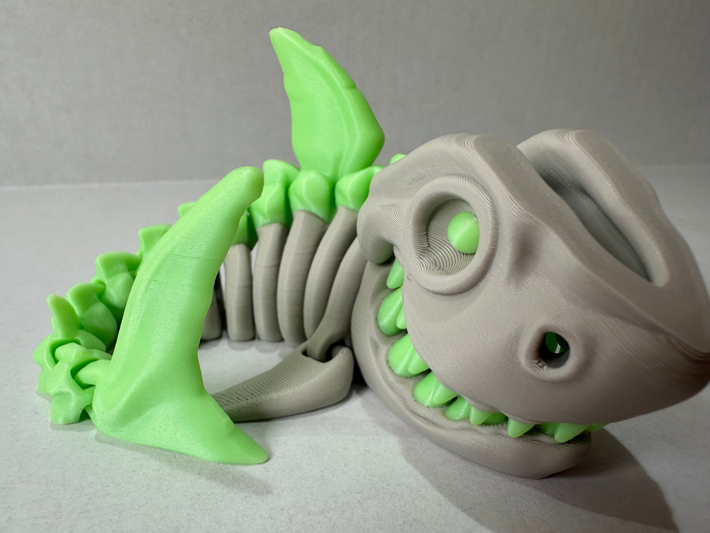 3D Printed Articulated Skeleton Shark Figurine Fidget
