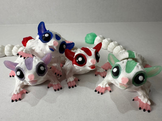3D Articulating Sugar Glider Decorative Figurine Translucent with Magnets
