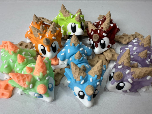 3D Printed Magnetic Baby Ice Cream Dragon – Cute Fantasy Fridge or Desk Decor