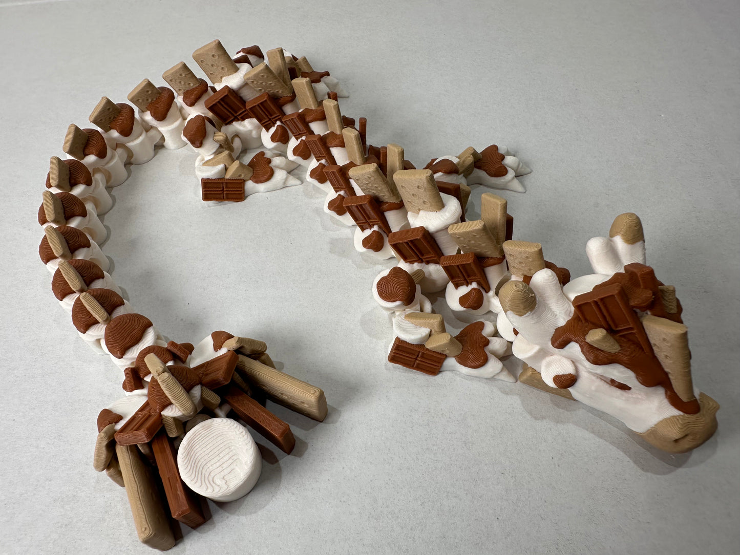 3D Printed Articulating S’more Dragon – Cute Campfire-Inspired Fantasy Decor