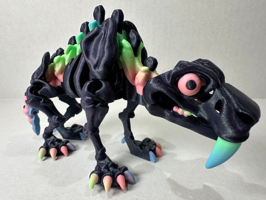 3D Printed Decorative Skeleton Saber Tooth Tiger Fidget