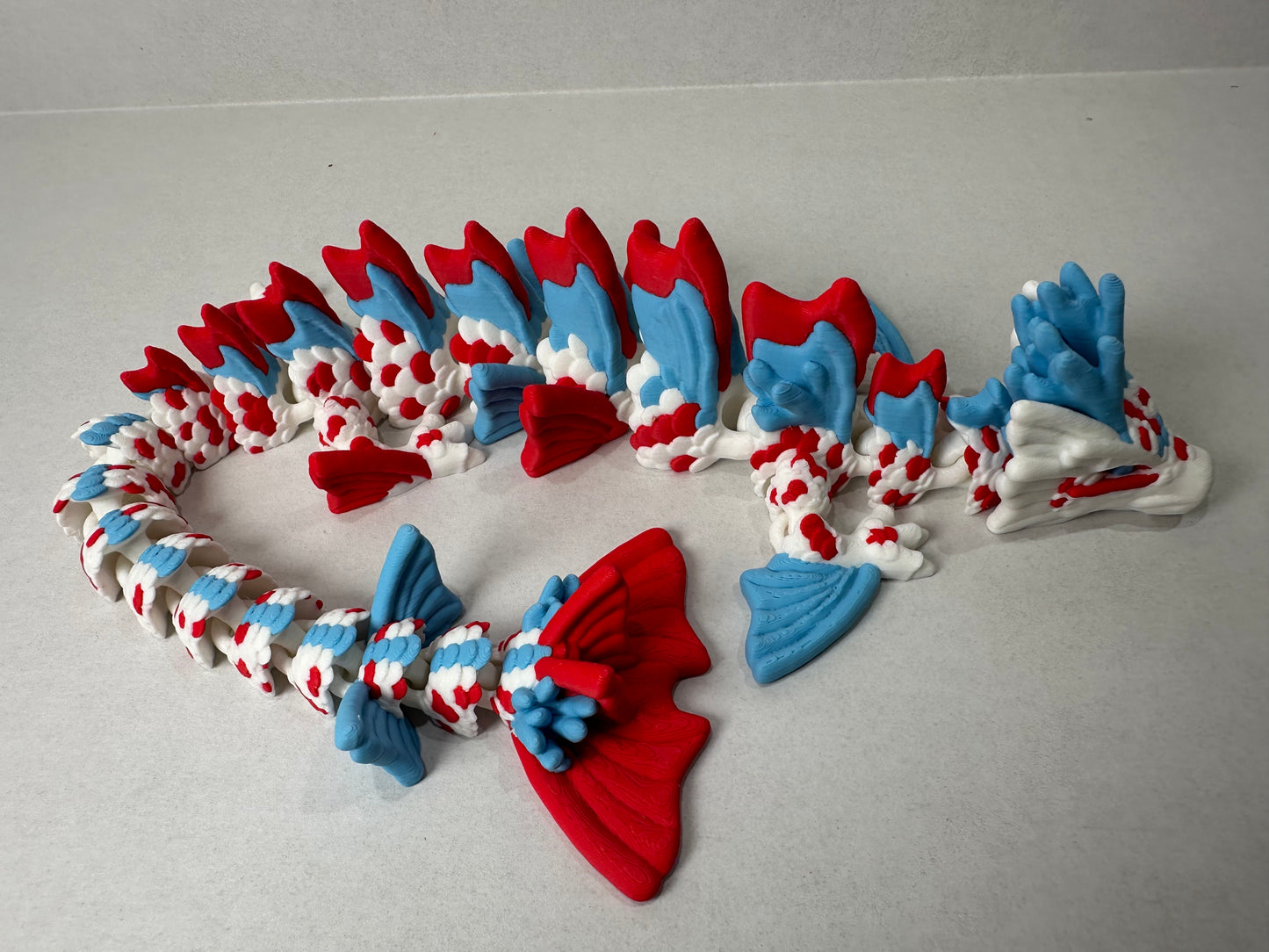3D Printed Articulating Koi Fish Dragon – Elegant Fantasy Decor Gift
