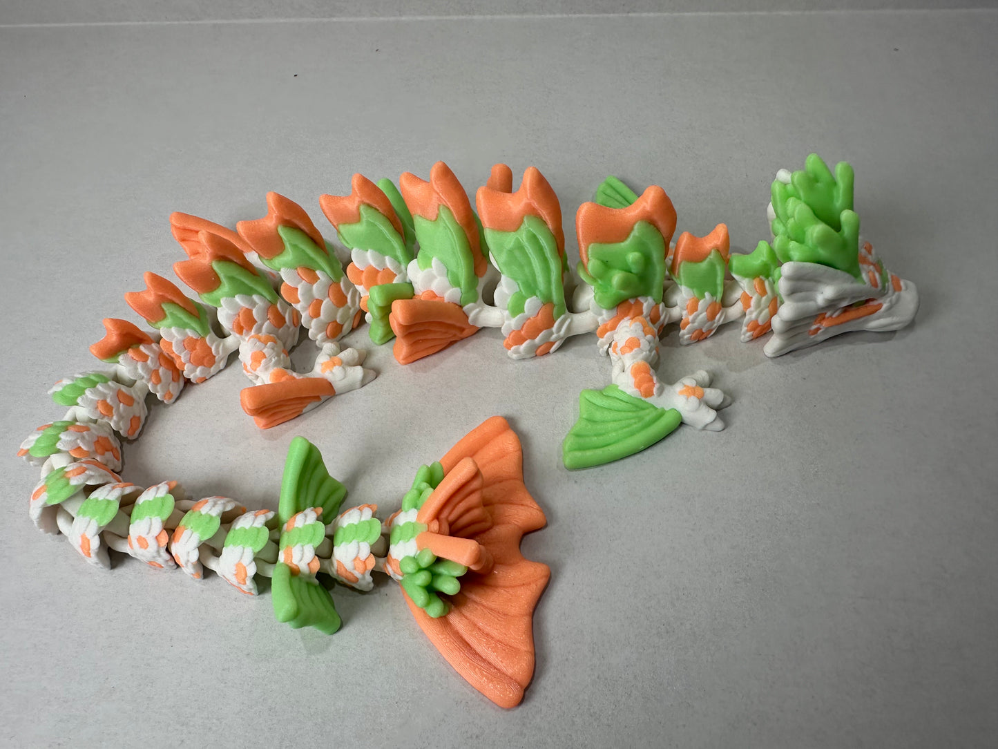 3D Printed Articulating Koi Fish Dragon – Elegant Fantasy Decor Gift