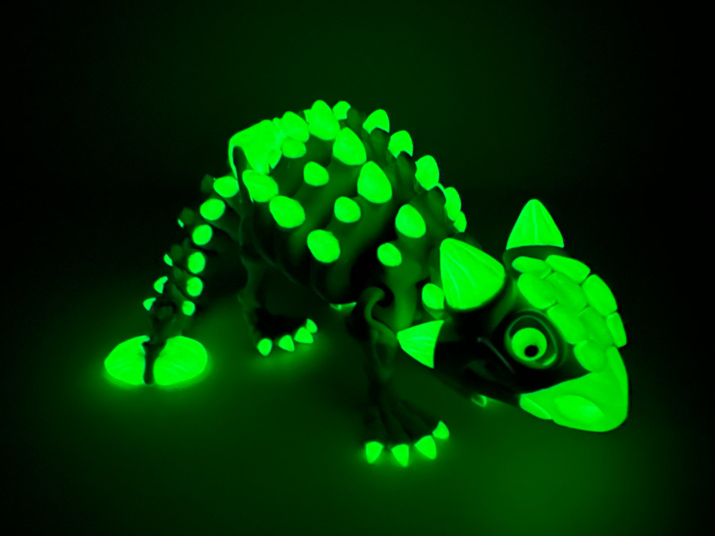 3D Printed Articulated Ankylosaurus Skeleton Dinosaur Figurine Glow Rainbow
