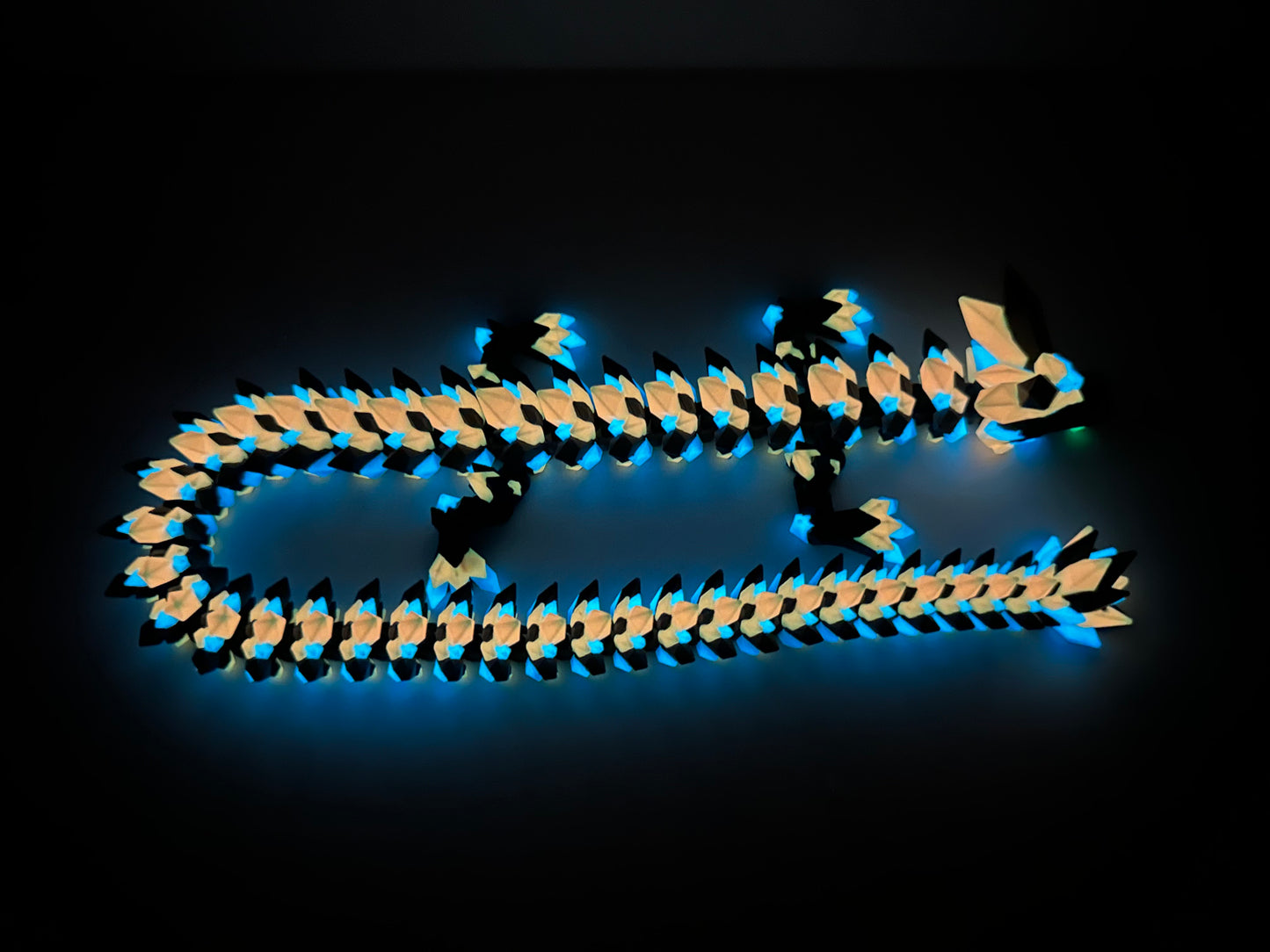 3D Printed Articulating Crystal Dragon – 20" Poseable Fantasy Figurine – Glow in the Dark