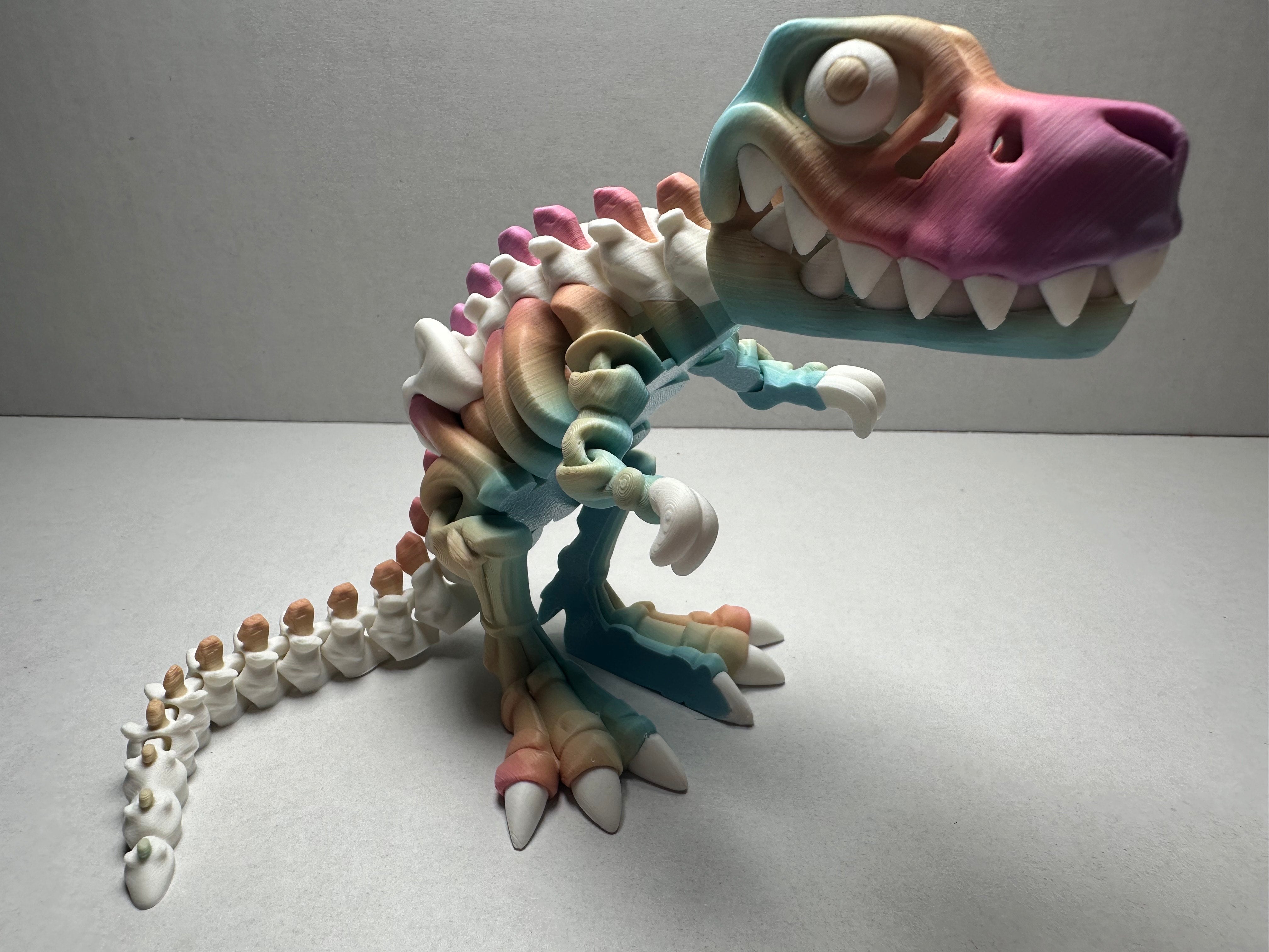 3D Printed Articulating Skeleton T-Rex – Poseable Dinosaur Desk or
