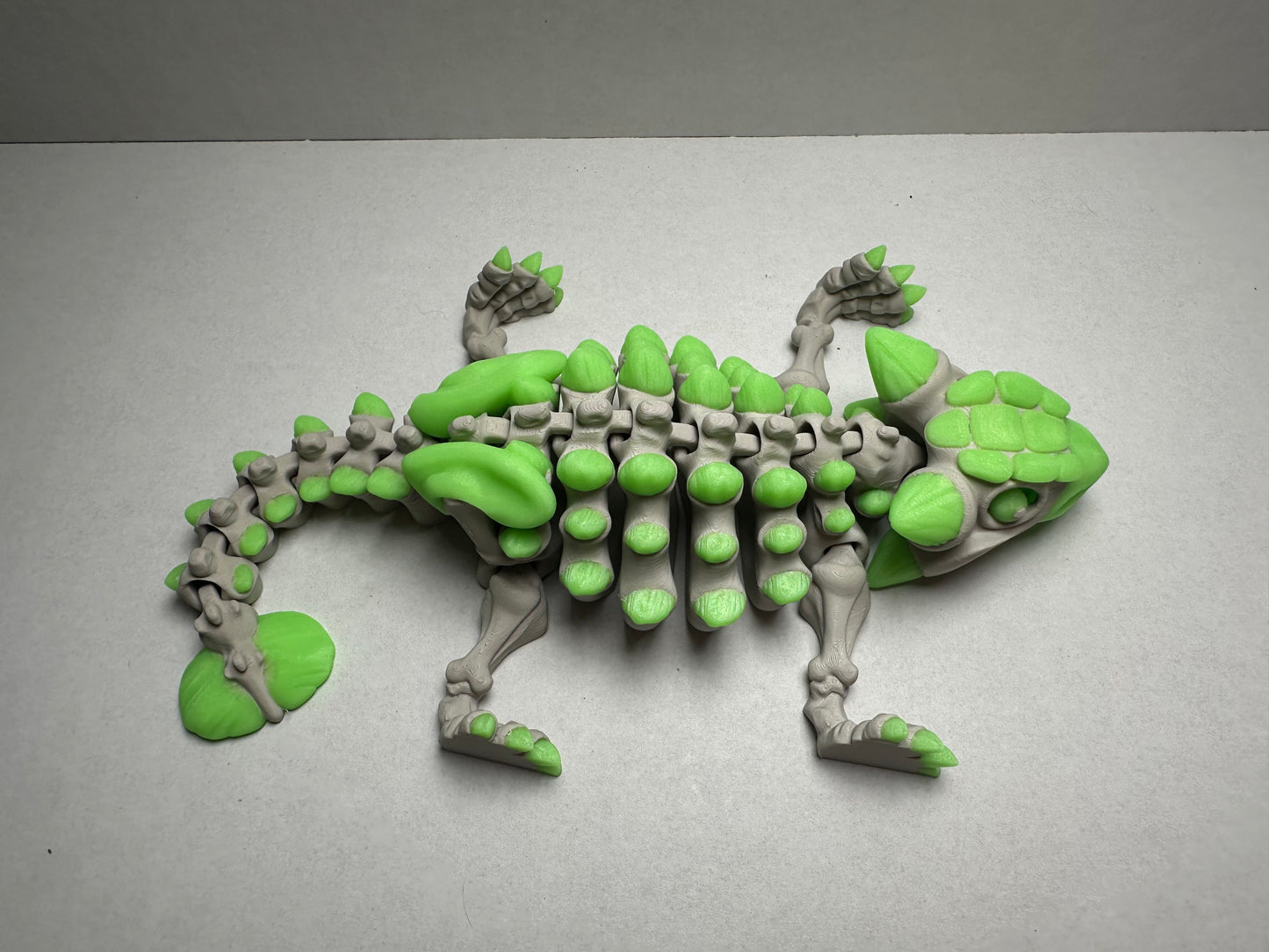 3D Printed Articulated Ankylosaurus Skeleton Dinosaur Figurine Glow Rainbow