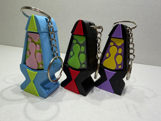 3D Printed Lava Lamp Clicker Keychain | Retro Fidget Accessory (Glow Option)