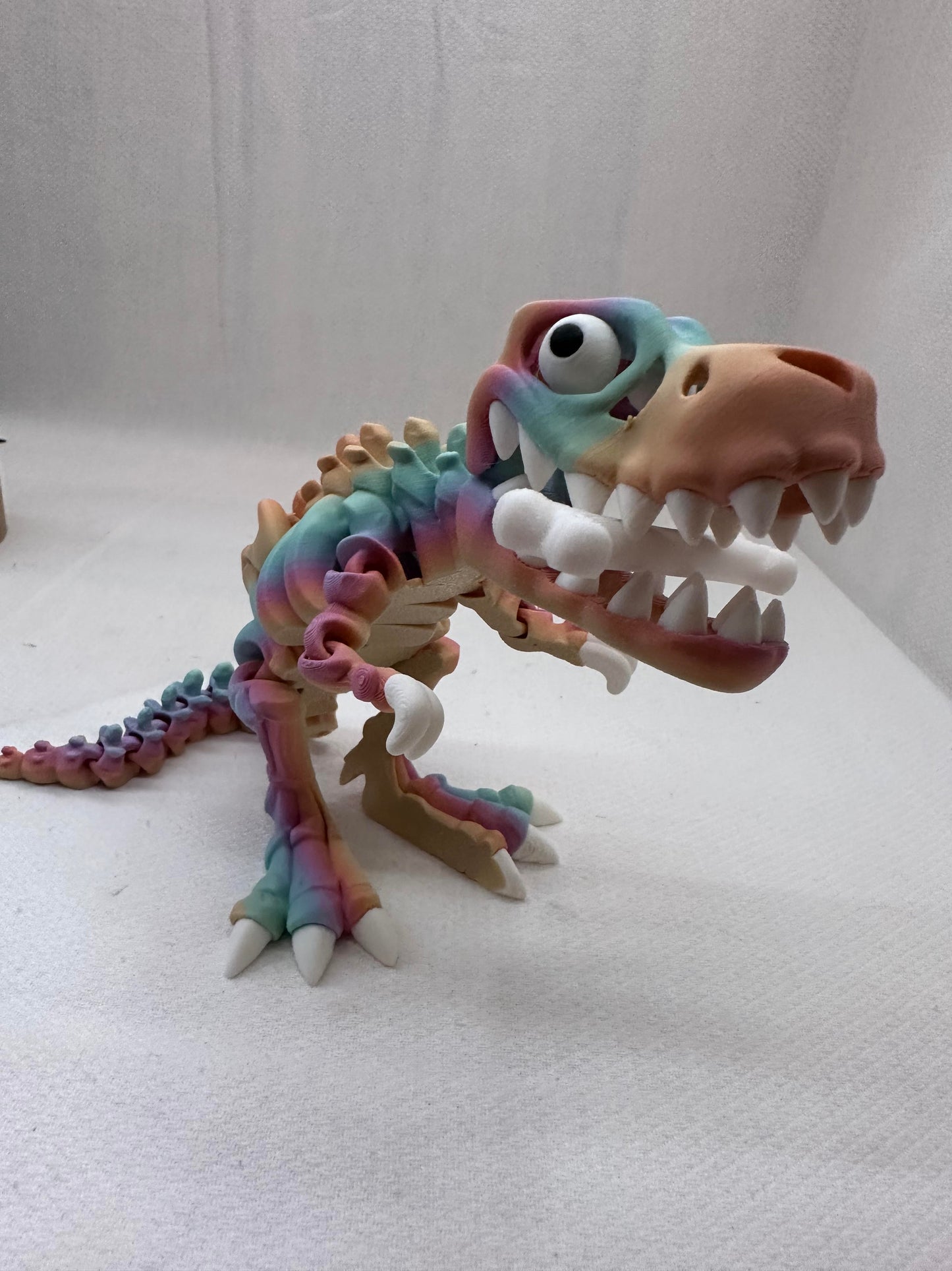 3D Printed Articulating Skeleton T-Rex – Poseable Dinosaur Desk or Shelf Decor